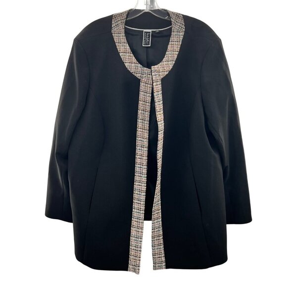 Nicole Miller for Mary Kay Open Front Blazer Jacket Black/Multi Size 22W Petite - Picture 1 of 9